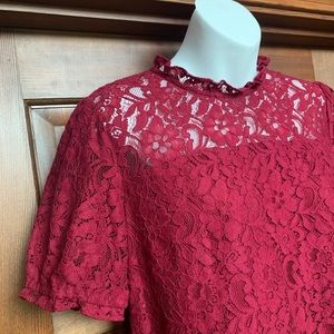 Deep red Lace CeCe top